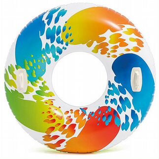 Надувной круг Intex Color Whirl, 122 см, с держателями (И58202)