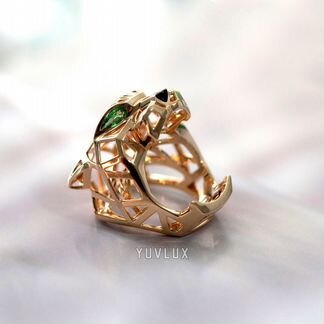 Cartier пантера золотое кольцо цавориты