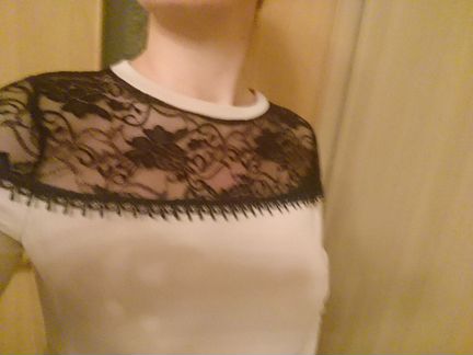 Новая трикотажная блуза с кружевом, р. 46-48