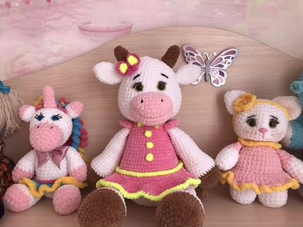 Вязаная игрушка коровка Новая