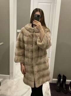 Шуба норковая цвет пудра ворот жаклин