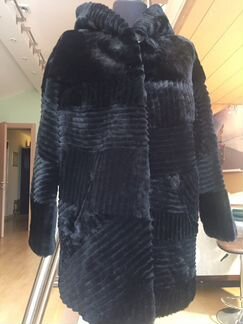 Шуба австралийский мутон, чёрная, 46-48 размер, ла