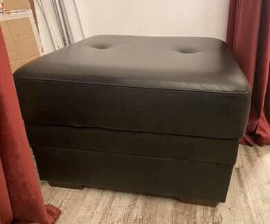 Пуфик икеа кожаный чёрный