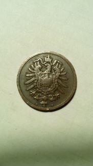 Монета 2 pfennig 1876 deutsches reich
