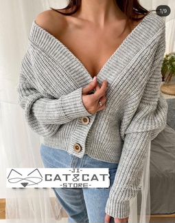 Шикарная удобная вязанная шерстяная кофта новая