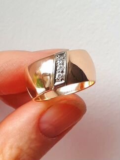 Золотое кольцо СССР с бриллиантами 0,09ст