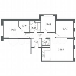 3-к квартира, 107.4 м², 16/35 эт.