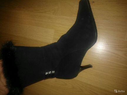 Зимние полусапожки с норкой и стразами 40-41раз