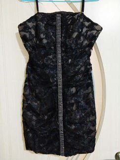 Чёрное платье мини со стразами 48 размер L