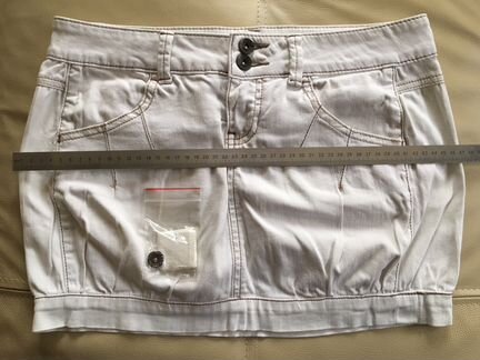 Мини-юбка джинсовая белая Benetton Jeans