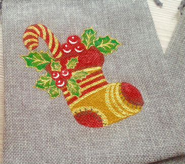 Льняной мешочек подарочный к Новому году