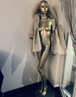 Полупальто 3/4 рукав, Отделка песец. Огромный капю