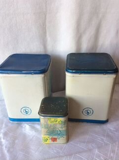 Жестяные банки для сыпучих продуктов. 50-60-е годы