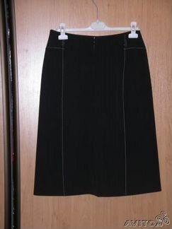 Черная юбка с розовой отстрочкой 46 размер