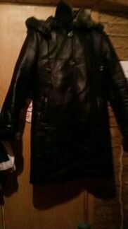 Дубленка очень теплая, мех искуств., ниже колена