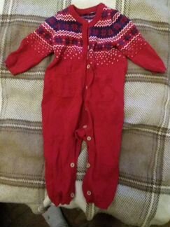 Трикотажный нарядный новогодний Комбинезон на 6-9