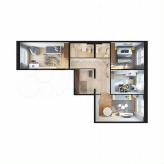 3-к квартира, 84.7 м², 9/16 эт.