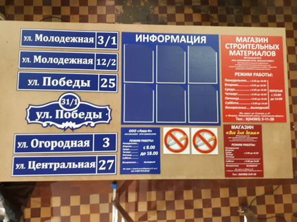 Адресные таблички, Режим работы, Указатели, Стенды