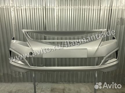 Бампер передний серебристый Солярис 14-17 RHM
