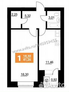1-к квартира, 41.3 м², 12/12 эт.