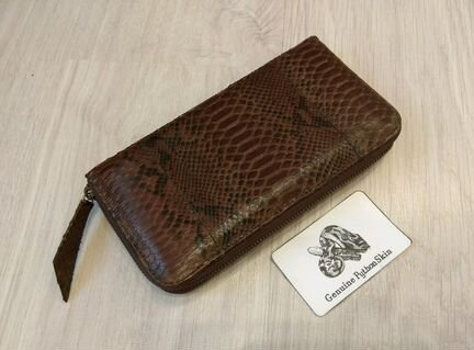 Коричневый кошелек портмоне из кожи питона