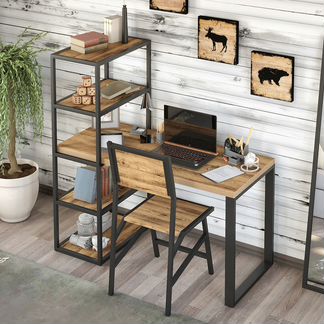 Стол рабочий с полками офисный лофт/индастриал