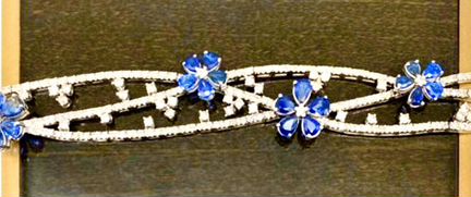 Браслет белое золото, бриллианты, натуральные сапф