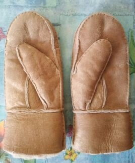 Варежки из овчины,натуральная кожа,мех