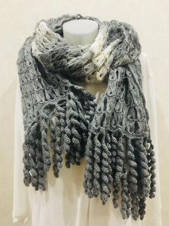 Палантин Ежик в тумане ручная работа разм.60смх2м