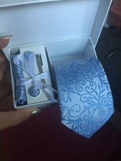 Галстук платочек запонки зажим