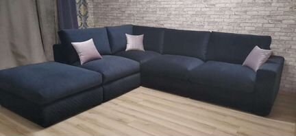 Диван угловой в велюре на пухе