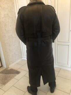 Кожаный мужской плащ