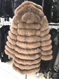 Шуба из песца с капюшоном трансформер