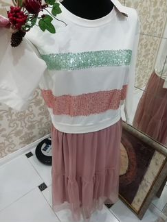 Красивое платье 48-50 сетка пайетки