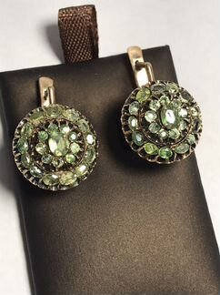 Золотые серьги 583 пр с демантоидами