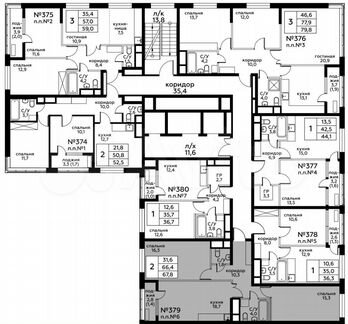 2-к квартира, 67.8 м², 3/20 эт.